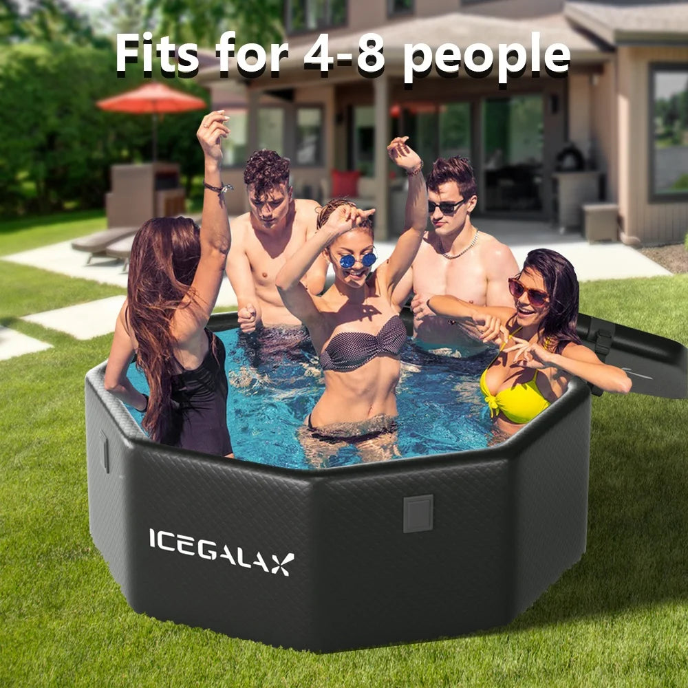 ICEGALAX Best 2-8 Person Yacusie Pool Foldable Bathtub Hot Tub Cold Plunge Party Plunge Inflatable Octagon Tub
