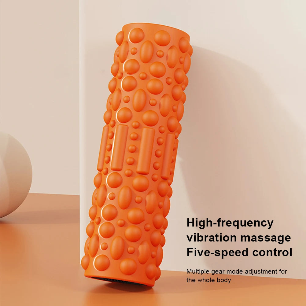Electric Vibrating Foam Roller Yoga Column Rechargeable Exercise Roller 5 Modes Tissue Massager for Yoga Pilates