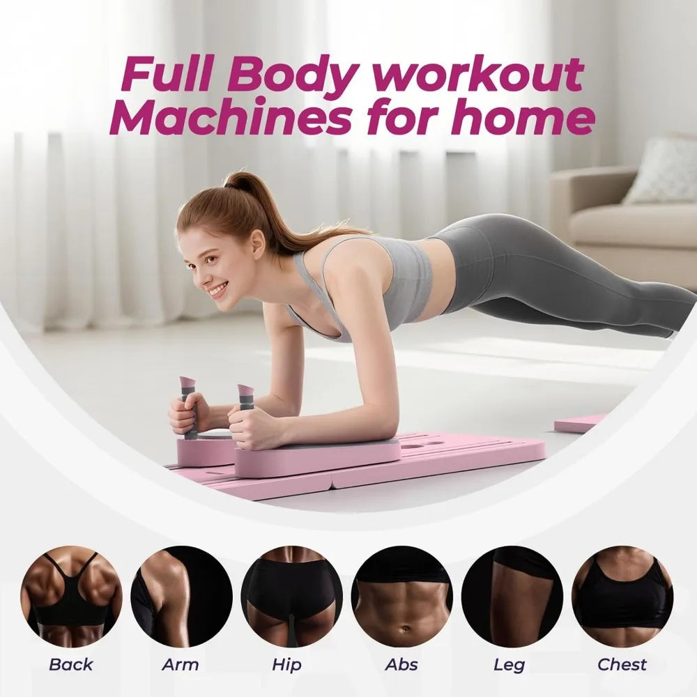 Foldable 7 in 1 Pilates Board Home Gym Timer Phone Holder Push Up Bar Ab Workout 330LB