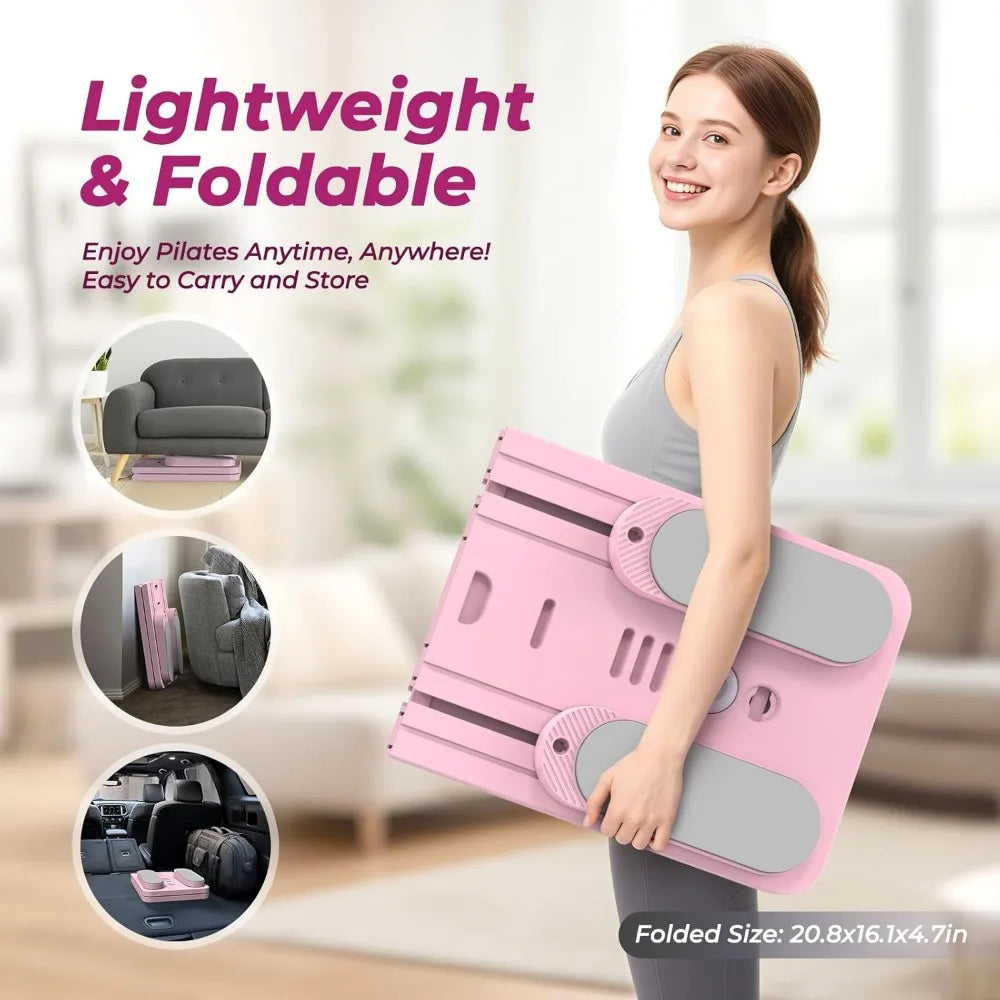 Foldable 7 in 1 Pilates Board Home Gym Timer Phone Holder Push Up Bar Ab Workout 330LB