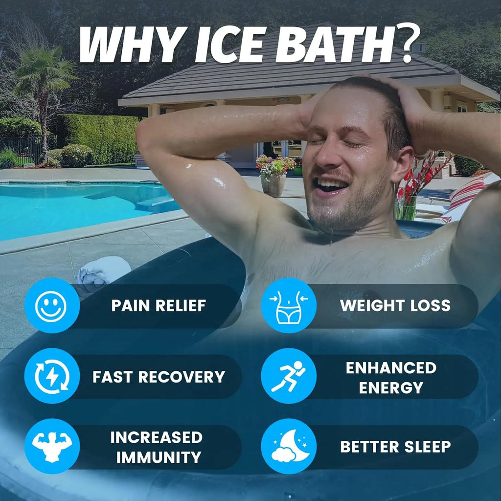 XXL Ice Bath Tub for Athletes, Compatible with Water Chillers, 216-Gallon Inflatable Cold Plunge Tub with Insulated Lid, Thermom